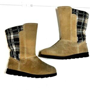 Mukluks Stacey Boots Pull On Side Zip Water-Resistant Faux Suede Sweater Knit 10